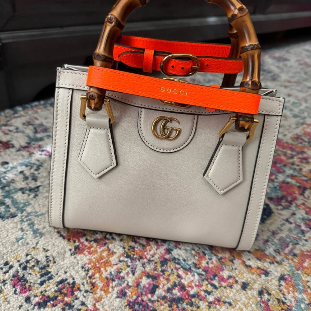 Gucci Cream and Orange Mini Bag with Gold Hardware